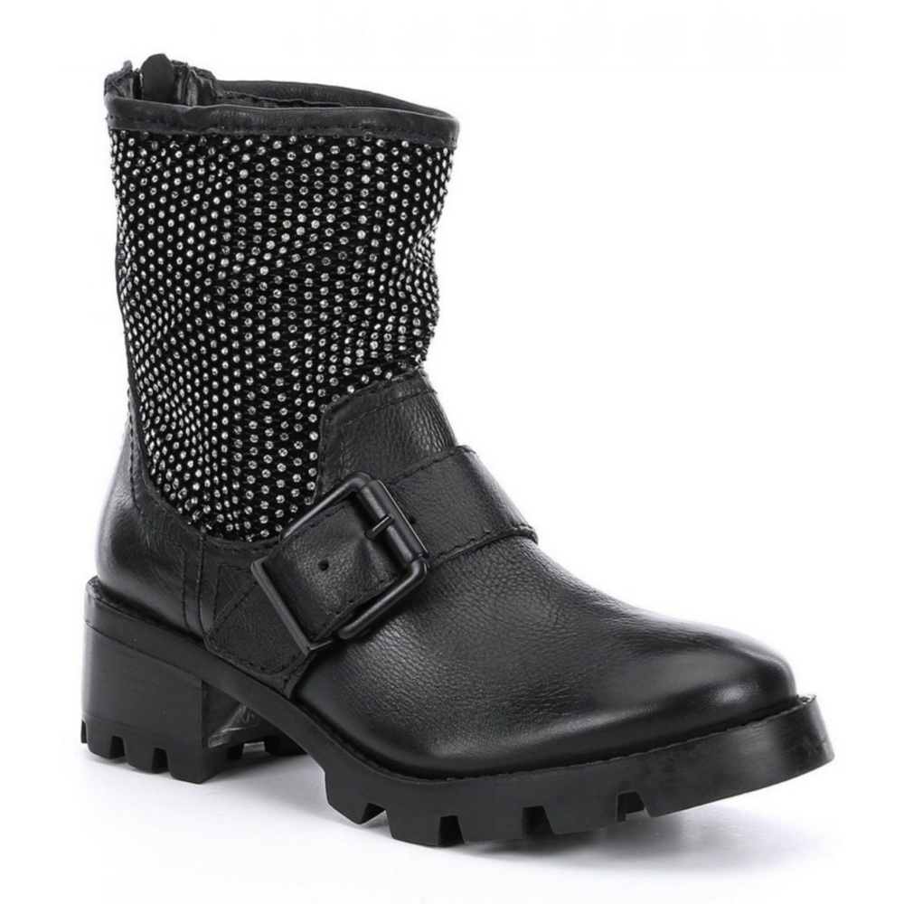 SCHUTZ GALENA STUDDED LEATHER MOTO BOOTS - BRAND NEW IN BOX!